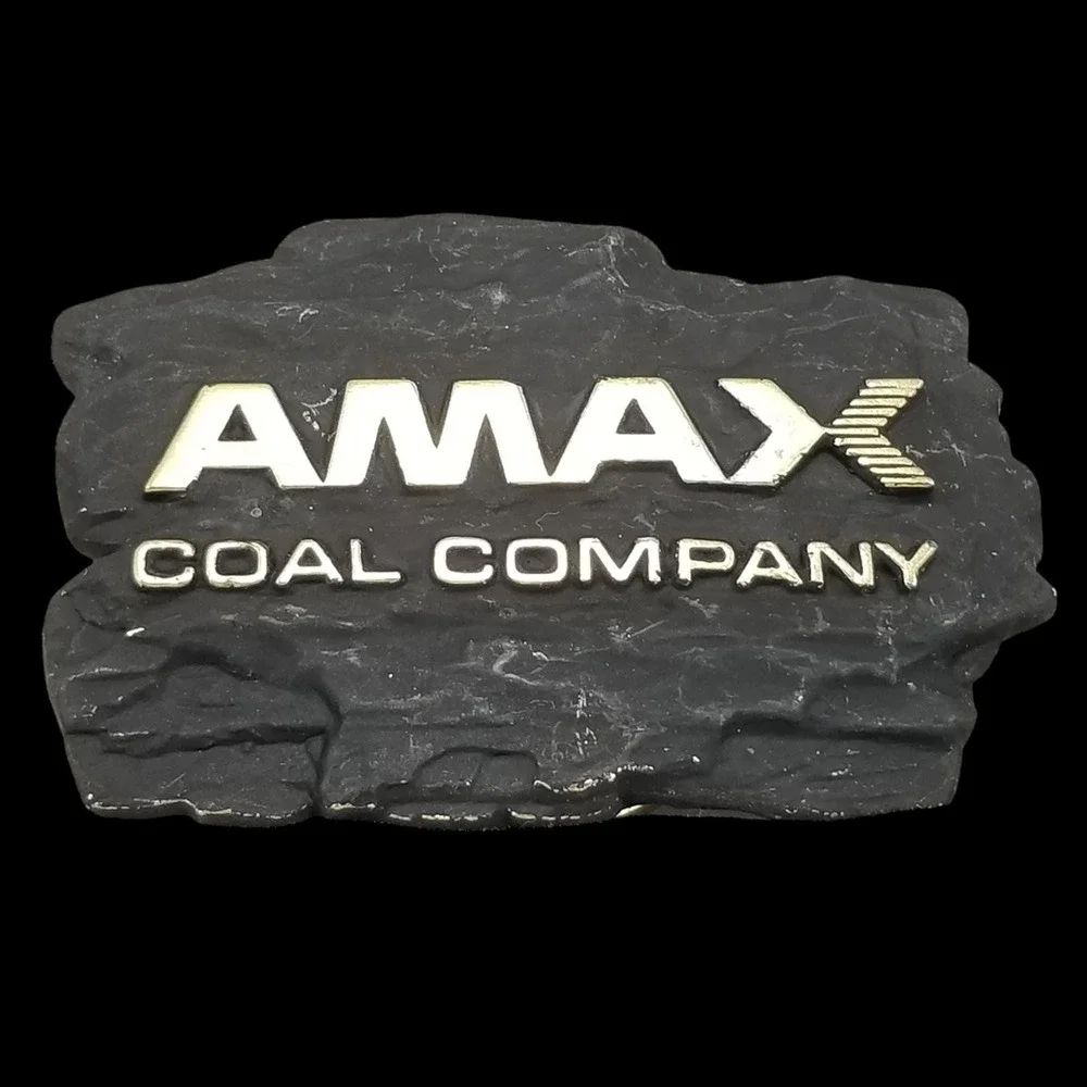Vintage AMAX Coal Company Brass Belt Buckle -‎ Collectible USA Made